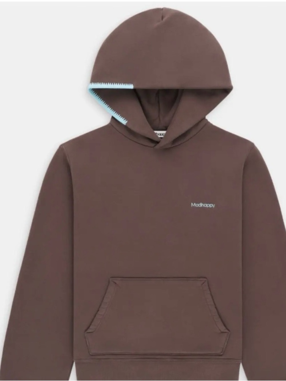 Madhappy Brown Hoodie with Light Blue Trim